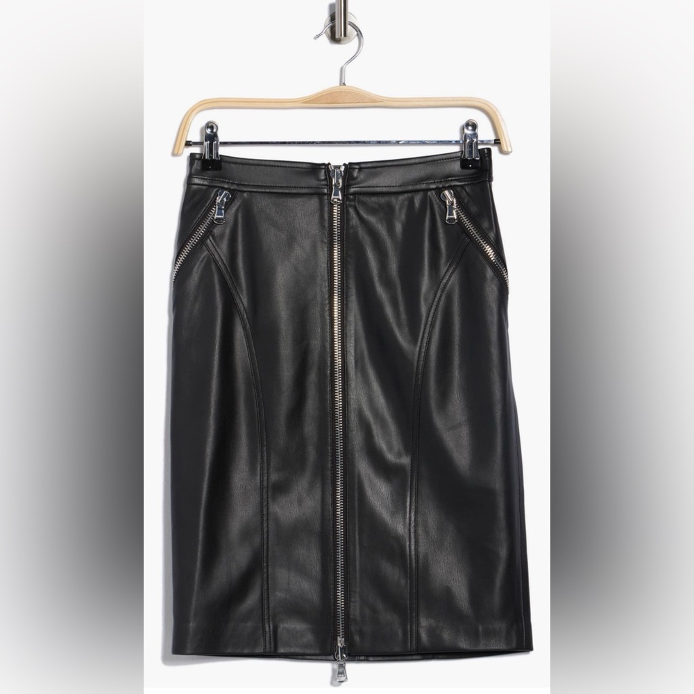 L'AGENCE Black Faux Leather Pencil Skirt